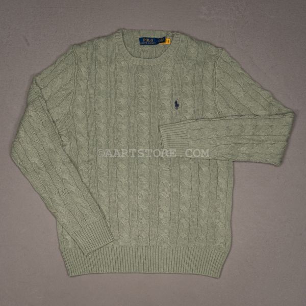 COTTON CABLE CREW PASTEL GREEN