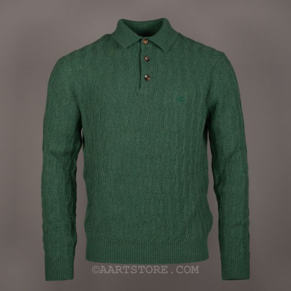 MRKF BUTTON CAHMERE CABLE KNIT VERDE ERBA