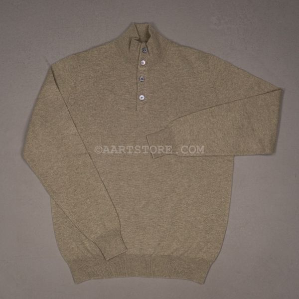 SCIROCCO CASHMERE BUTTON NECK KNIT FOGLIA