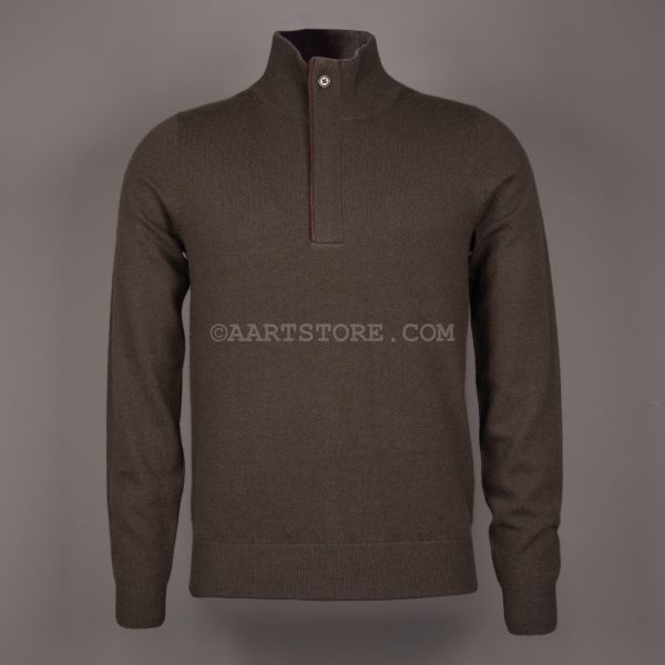 PURE CASHMERE 1/2 ZIP OLIVE GREEN