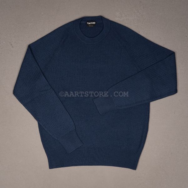 KNITTED RAGLAN SWEATER BLU REALE
