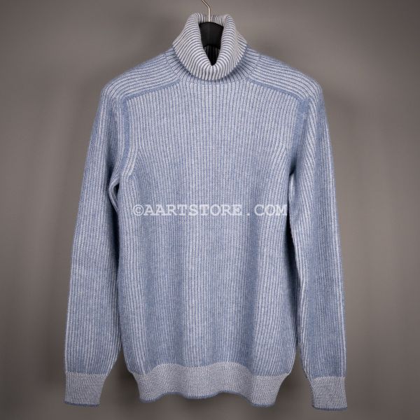 CASHMERE RIBBED TURTLE BLUE GREY