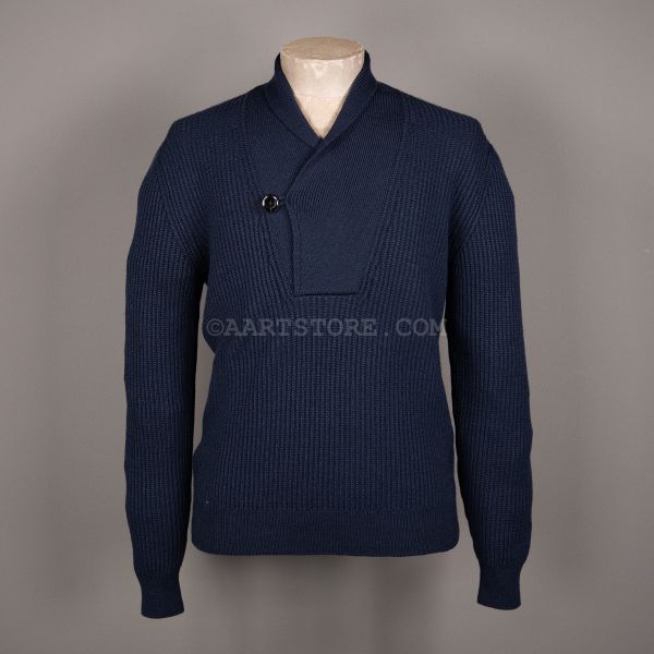 MERINO SILK SHAWL COLLAR KNIT SPACE BLUE