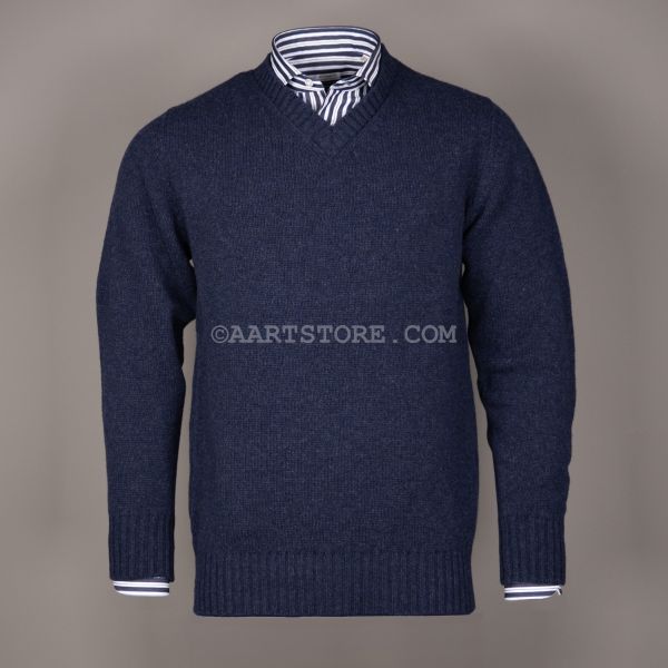 LINCOLN MKII V-NECK BRUSH GEELONG OXFORD BLUE