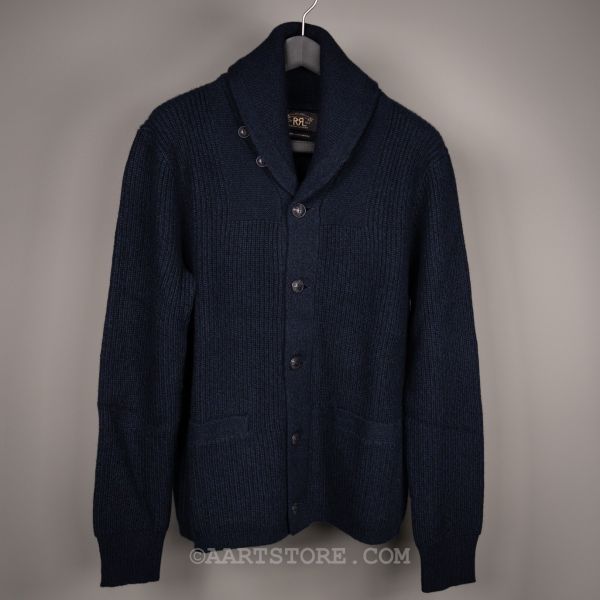 SUNDOWN CASH SHAWL COLLAR CARDIGAN NAVY HEATHER