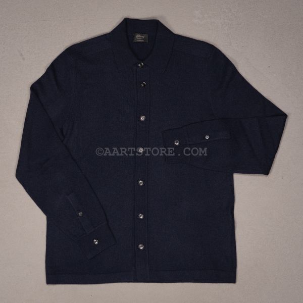 CASHMERE SHIRT CARDIGAN NAVY