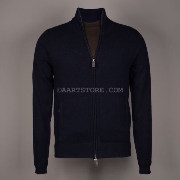 PURE CASHMERE FULL ZIP NAVY