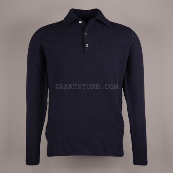 PURE GEELONG LAMBSWOOL POLONECK NAVY