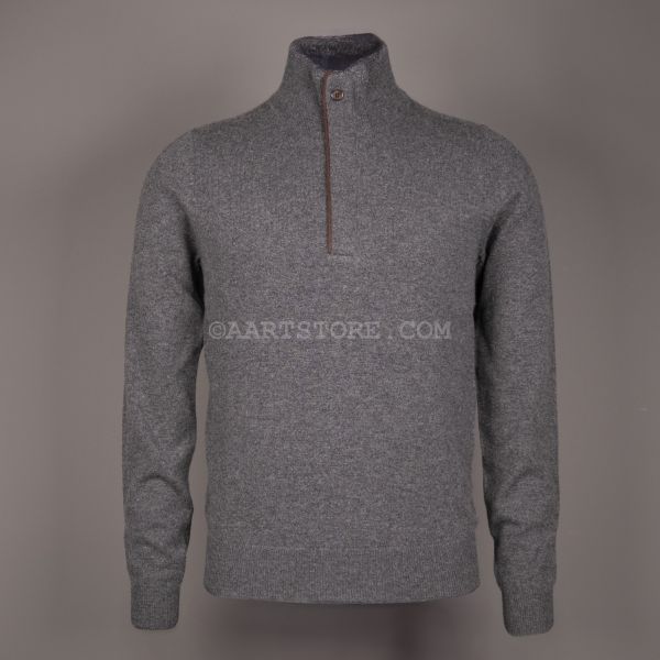 PURE CASHMERE 1/2 ZIP DERBY GREY