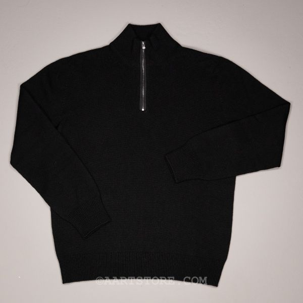 CASHMERE LEATHER 1/2 ZIP NERO