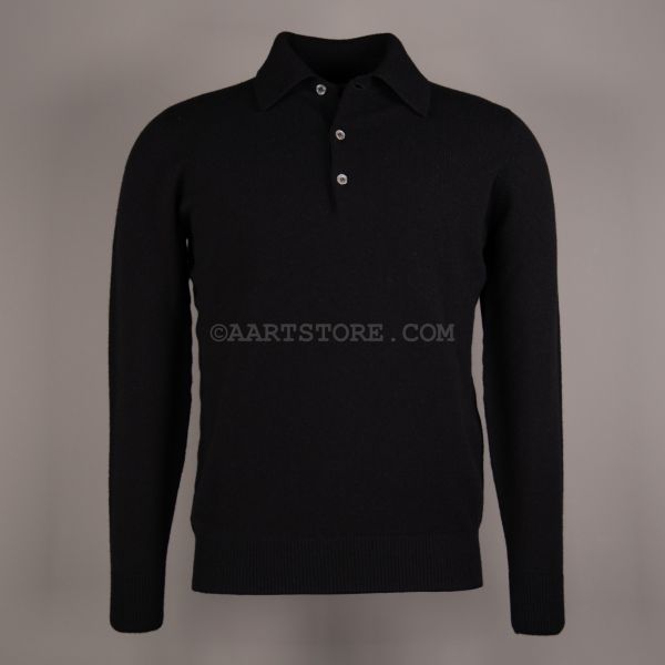 PURE GEELONG LAMBSWOOL POLONECK BLACK