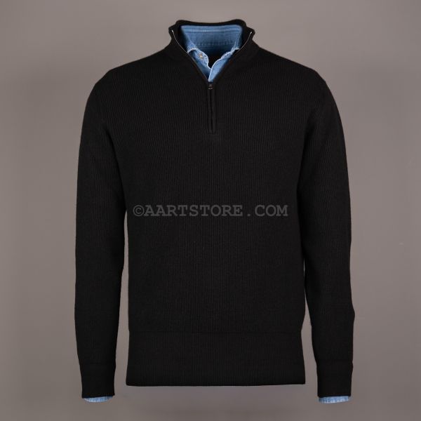 COSTA INGLESE 1/2 ZIP CASHMERE NERO