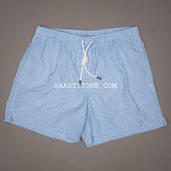 MADEIRA GINGHAM SWIMTRUNK CIELO
