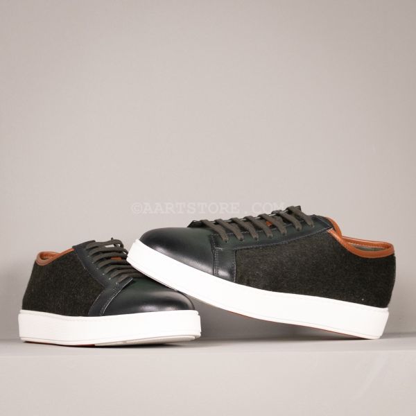 CLEAN WINT TWEED AND LEATHER SNEAKER GREEN