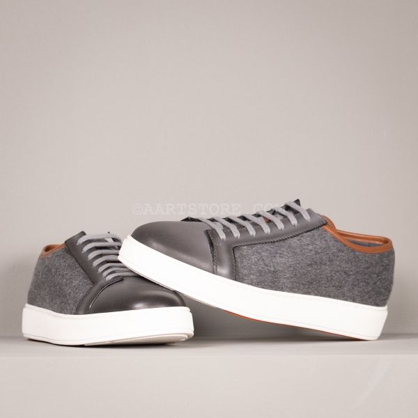 CLEAN WINT TWEED AND LEATHER SNEAKER GREY