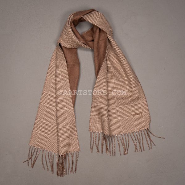 GLENNCHECK CASHMERE SCARF CAMEL