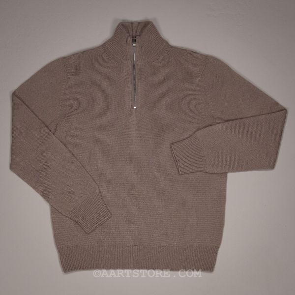 CASHMERE LEATHER 1/2 ZIP TOPO