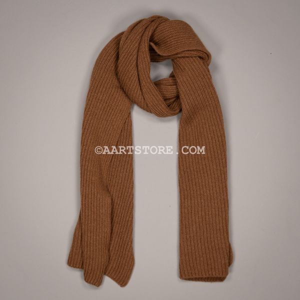 CASHMERE KNITTED SCARF TOBACCO