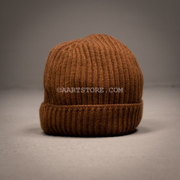 CASHMERE KNITTED CAP RUGGINE SCURO