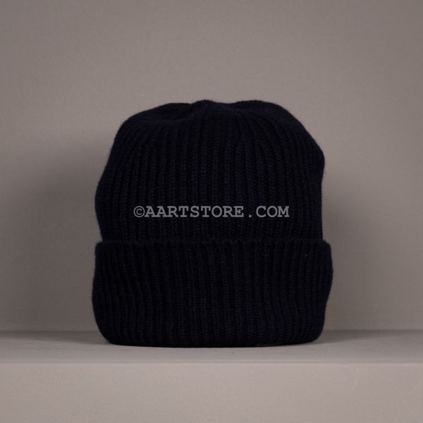 RIBBED CASHMERE HAT NERO NAVY