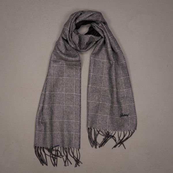 GLENNCHECK CASHMERE SCARF GREY
