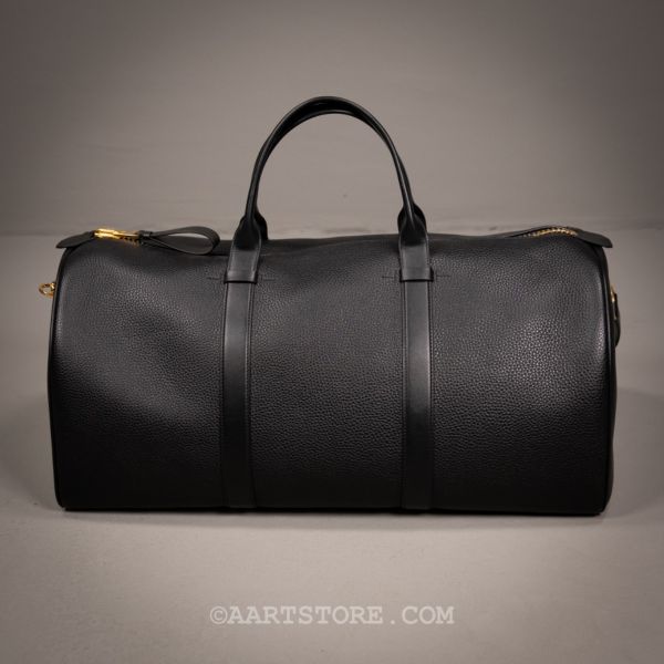 GRAIN LEATHER BIG ZIP WEEKEND BAG NERO