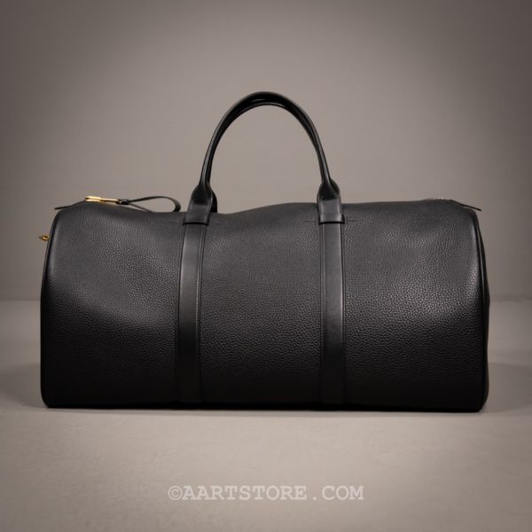 GRAIN LEATHER BIG ZIP WEEKENDER BAG NERO