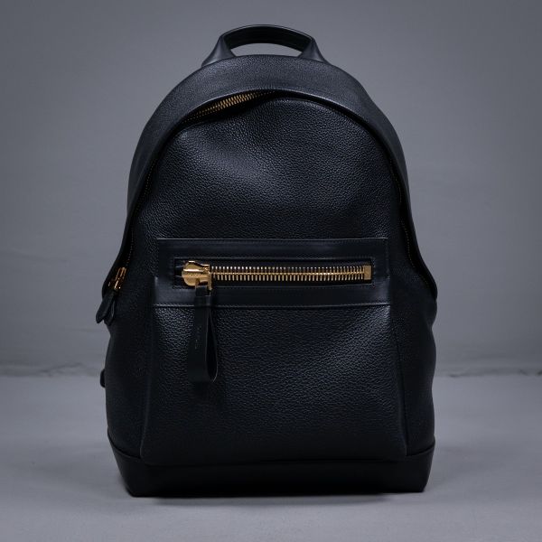 GRAIN AND SMOOTH LEATHER BACKPACK NERO