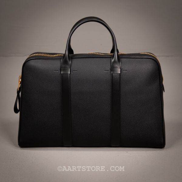 GRAIN LEATHER BIG ZIP BRIEFCASE NERO