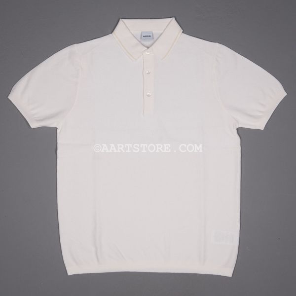 KNITTED CONTRASTO POLO BIANCO